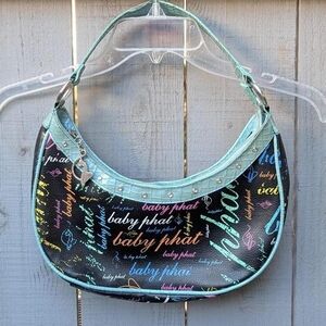 Baby Phat Black and Aqua Shoulder Bag
